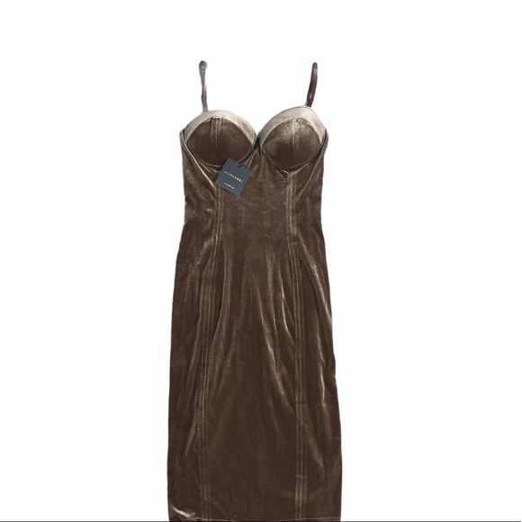 JLUXLABEL Dresses & Skirts - NWT JLUXLABEL Bronze Bustier Velvet Dress